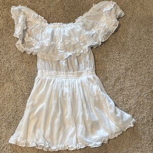 White Off-Shoulder Ruffle Dress
